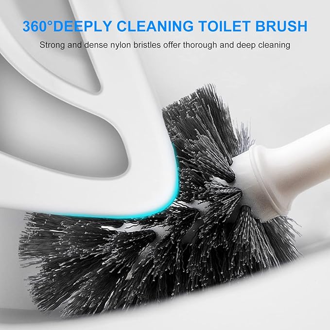 SetSail Toilet Brush and Plunger Set, Semi-HiddenToilet Plungers for Bathroom Heavy Duty Toilet Bowl Brush and Holder Hidden Toilet Plunger and Brush Set for Deeply Cleaning - White