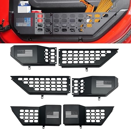 Metal Front and Rear Door Pocket Storage for Jeep Wrangler | Door Pocket for Wrangler JL/JLU 4XE (2018-2025) & Gladiator