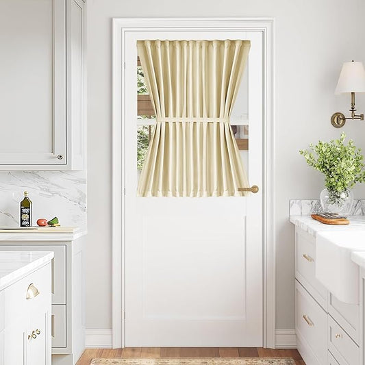 Vatge French Door Curtain - Front Door Window Covering Blind Shade, Door Curtains for Door Window, 1 Panel, W54 x L40, Light Beige