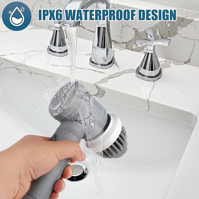 Electric Spin Scrubber - Shower Scrubber,Bathroom Scrubber Electric,for Cleaning Tub, Floor, Tile, Window, Sink, Kitchen Cleaning with 6 Electric Cleaning Brush Head (8)