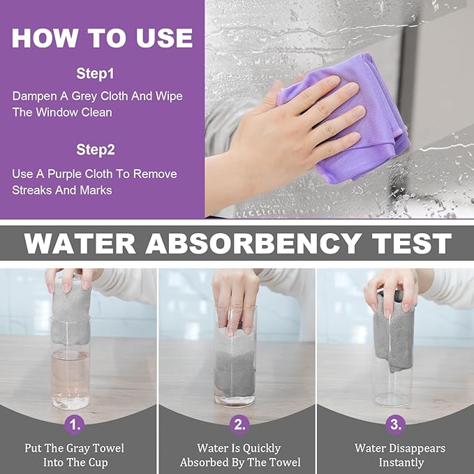 Norwεx - Basic Package - Microfiber - Window & Enviro Cloth. Just water - without leaving streaks. For Household Enviro Dusting Cleaning Homes, Cars, Bars, Office Window Cloth makes cleaning a breeze.