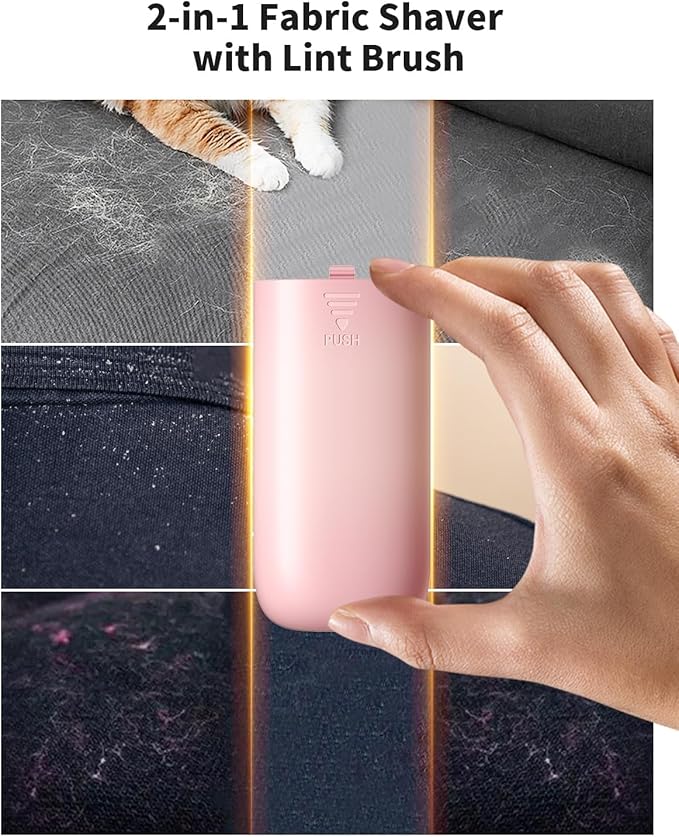 Fabric Shaver, 𝟮 𝗶𝗻 𝟭 Rechargeable Lint Remover with Brush, Large Sweater Shaver with Digital Display, 3 Speeds Lint Shaver, 6-Leaf Blades Lint Remover for Clothes, Sofa, Bedding, Pink