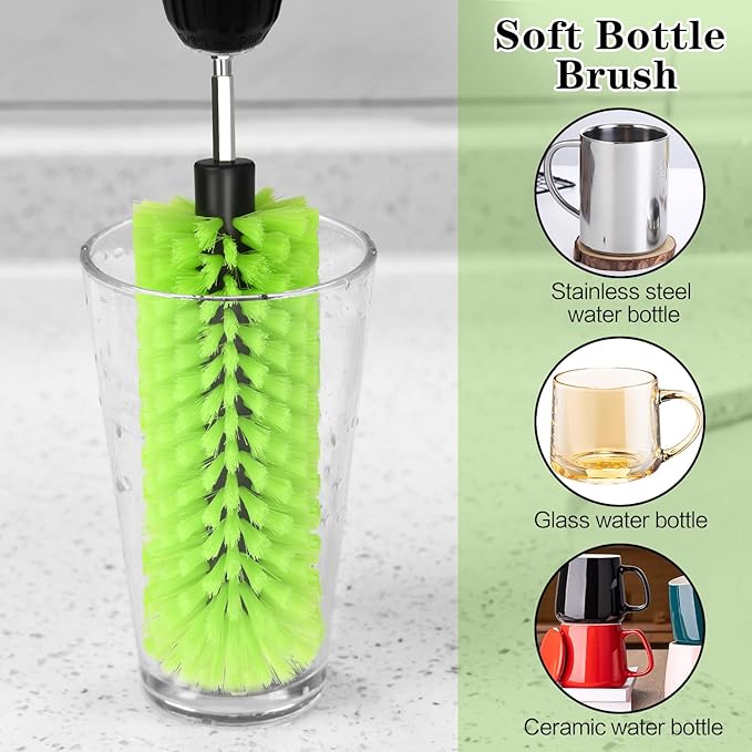 Drill Brush for Car Wheel and Bottle, Highly Dense and Durable Car Cleaning Brush for Wheels, Rims, Engines, Exhaust, Bottle
