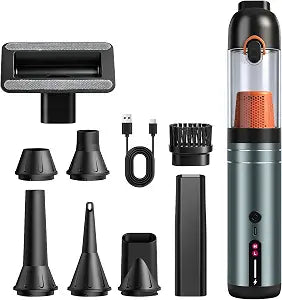 7-in-1 Aluminum Alloy Wireless Car Vacuum Cleaner, 20kPa Strong Suction Handheld Vacuum, Portable with Smart Digital Dis
