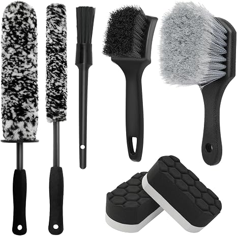 7PCS Wheel Cleaner Brush Kit, Tire Brushes, Rim Cleaner Brush,Car Detailing Brushes, Tire Shine Applicator Pad, Car Wash
