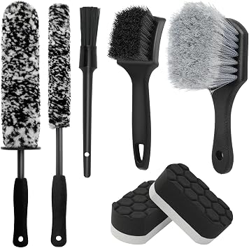7PCS Wheel Cleaner Brush Kit, Tire Brushes, Rim Cleaner Brush,Car Detailing Brushes, Tire Shine Applicator Pad, Car Wash