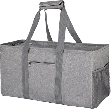 Extra Large Utility Tote Bag with Lid - Reusable Grocery Bags Foldable