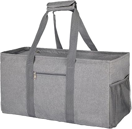 Extra Large Utility Tote Bag with Lid - Reusable Grocery Bags Foldable