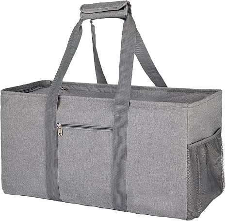 Extra Large Utility Tote Bag with Lid - Reusable Grocery Bags Foldable