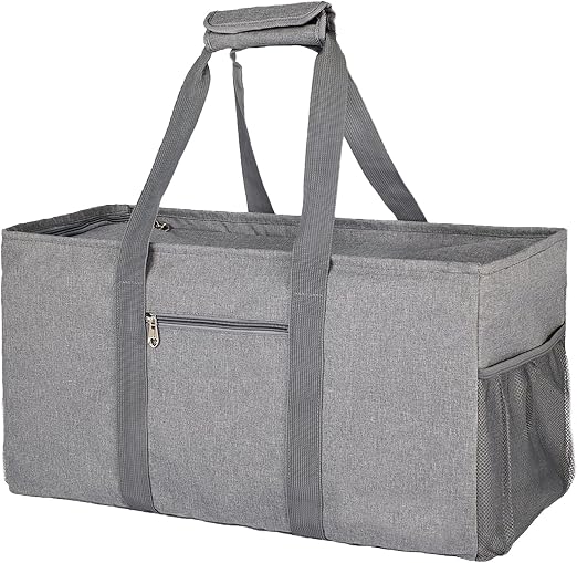 Extra Large Utility Tote Bag with Lid - Reusable Grocery Bags Foldable