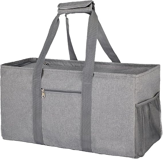 Extra Large Utility Tote Bag with Lid - Reusable Grocery Bags Foldable