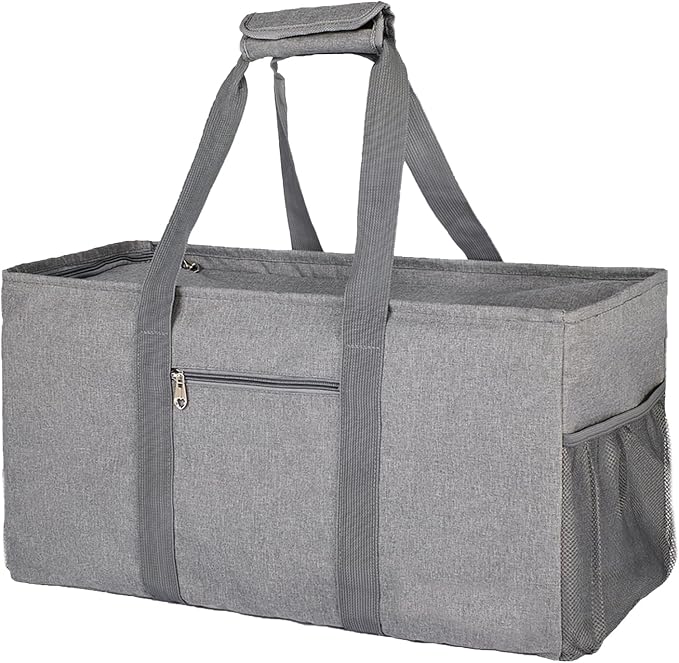 Extra Large Utility Tote Bag with Lid - Reusable Grocery Bags Foldable