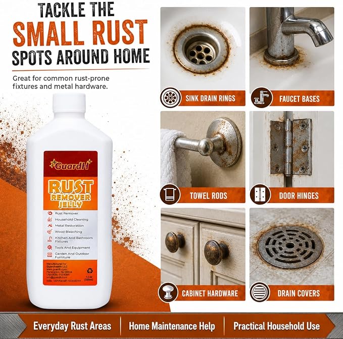GuardH Rust Remover Jelly, 12 oz | Multi-Purpose Gel for Metal Surfaces, Auto Parts, Household Items, and Antiques