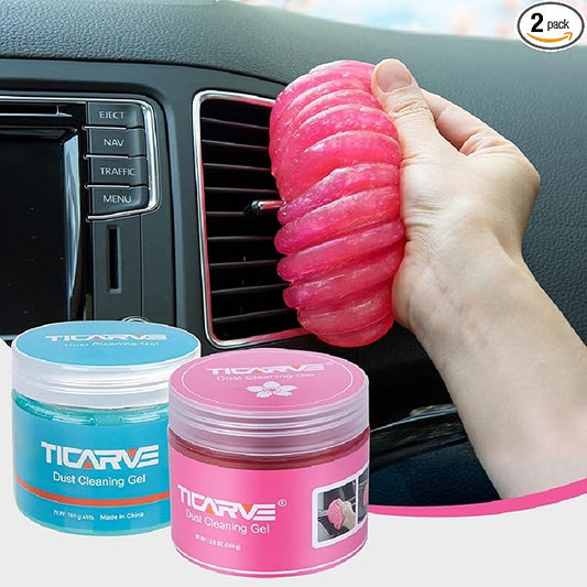 TICARVE 2Pack Cleaning Gel Car Putty Slime for Detailing Putty Detail Tools Car Interior Cleaner Automotive Cleaning Kits Keyboard Cleaner Blue Rose (320g/11.2oz)