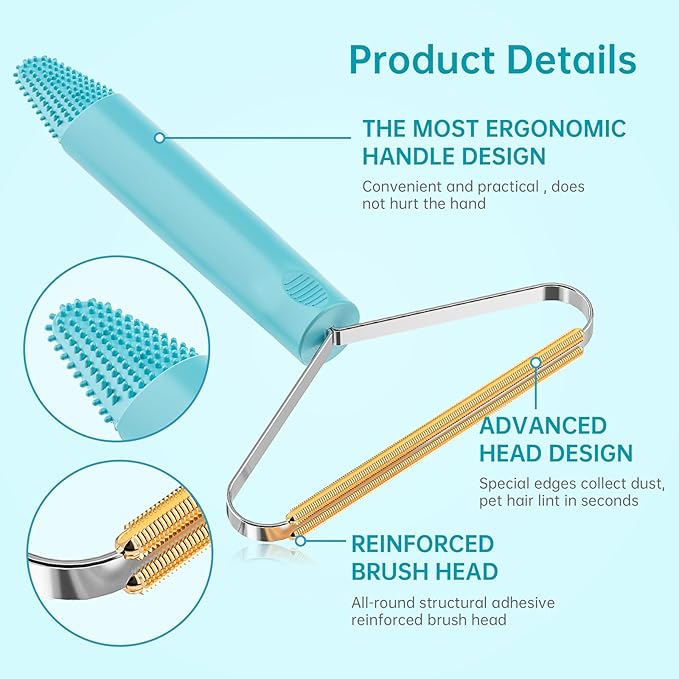 3-Pack Pet Hair Removal Tool,Dog Cat Hair Remover,Lint Shaver Cleaner Pro,Fur Removal Tool,Portable Carpet Scraper,Carpet Rake,Pet Hair Brush for Carpet,Clothes,Car Mats,Couch,Pet Bed,Furniture