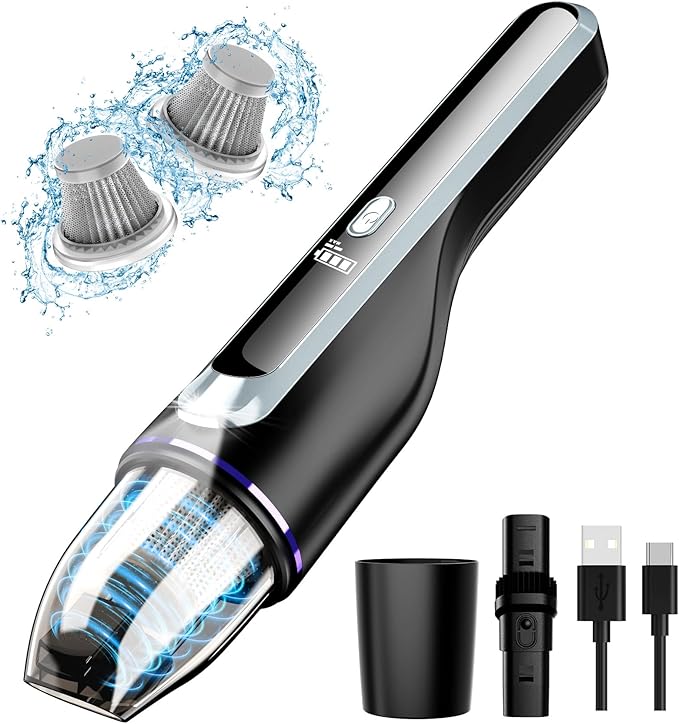 DRECELL Handheld Vacuum Cleaner, Car Vacuum with Brushless Motor & 14000Pa Powerful Suction,1.2Lbs Lightweight, LED Light, Slim Mini Vacuum Cleaner for Car Home Office Pet Hair