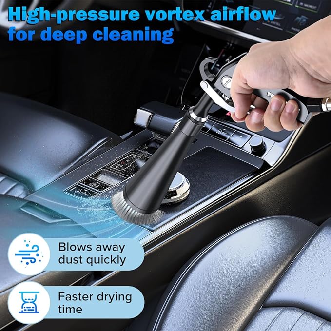 Dry Cleaning Gun,High-Pressure Air Blow Gun,Car Cleaning Gun,Air Nozzle Blow Gun, Car Air Blow Gun with 2 Nozzles,Works with Air Compressor and Quickly removes Surface Dirt and dust