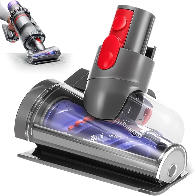 Mini Motorized Tool Brush Head Compatible with Dyson V7 V8 V10 V11 V15 Cordless Vacuum Cleaner, Handheld Couch Vacuum Attachment Anti-Tangle Replacement Parts Head Suitable for Long and Pet Hair