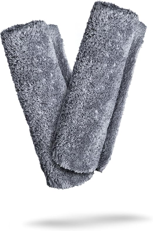 Adam's Borderless Grey Microfiber Towel (2pk) - Premium Ultra Soft Car Detailng Towel Cloths, 480gsm - Safe for Car Wash