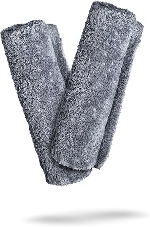 Adam's Borderless Grey Microfiber Towel (2pk) - Premium Ultra Soft Car Detailng Towel Cloths, 480gsm - Safe for Car Wash
