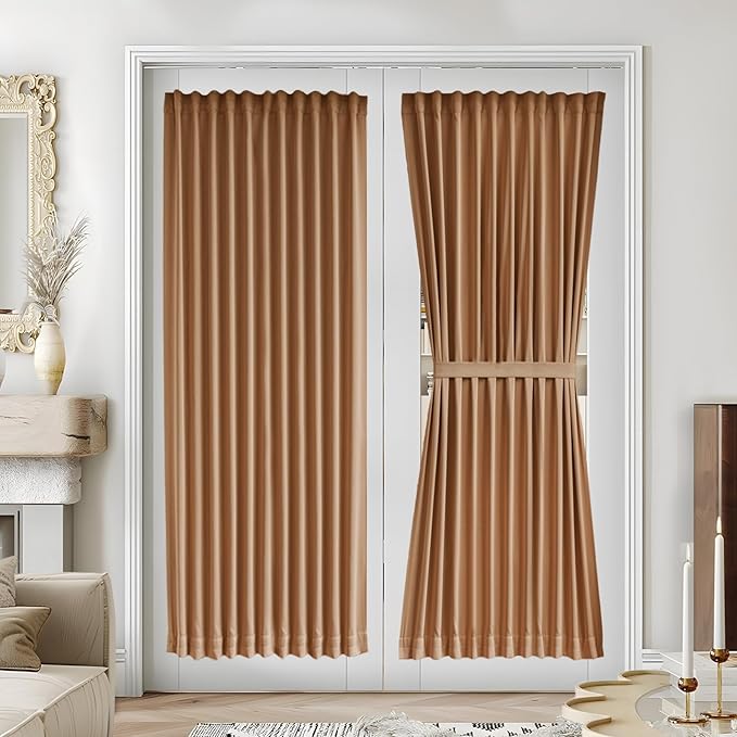 Vatge Burnt Orange Door Curtains for Door Window Coverings for French Doors, 1 Panel, W54 x L72, Terracotta