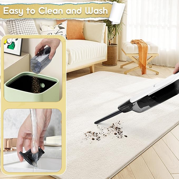 Handheld Vacuum Cordless,Dust Busters Cordless with Storage Dock,15KPA High Power Portable Vacuum Vordless,USB Quick Charge,Mini Vacuum with Multi-Nozzles & Washable Filter，White