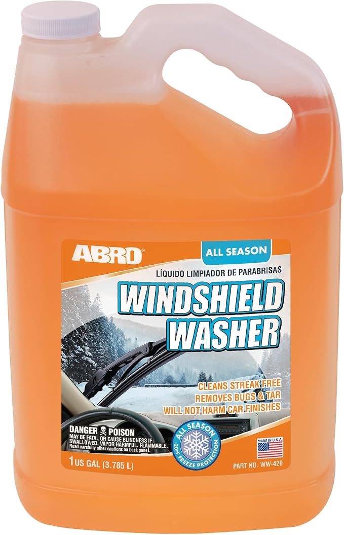 ABRO Windshield Washer Fluid 1 Gallon, Streak-Free Bug Remover