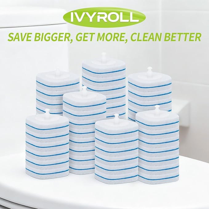 Toilet Bowl Cleaner Wand Refills Compatible with CLOROX, 63 Count Disposable Toilet Brush Refills, Replacement Heads for Toilet Cleaning System