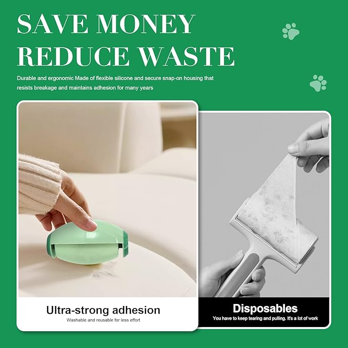 Reusable Washable Gel Lint Roller for Pet Hair, Extra Sticky Lint Remover for Clothes, Furniture, Car Seats, Portable Travel Size, Strong Adhesive, Fabric Safe