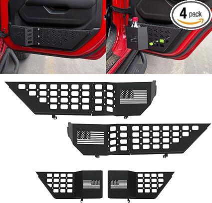 4PCS Metal Front & Rear Door Storage Pockets for Jeep Wrangler 4-Door