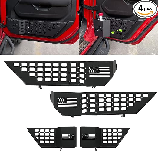 4PCS Metal Front & Rear Door Storage Pockets for Jeep Wrangler 4-Door