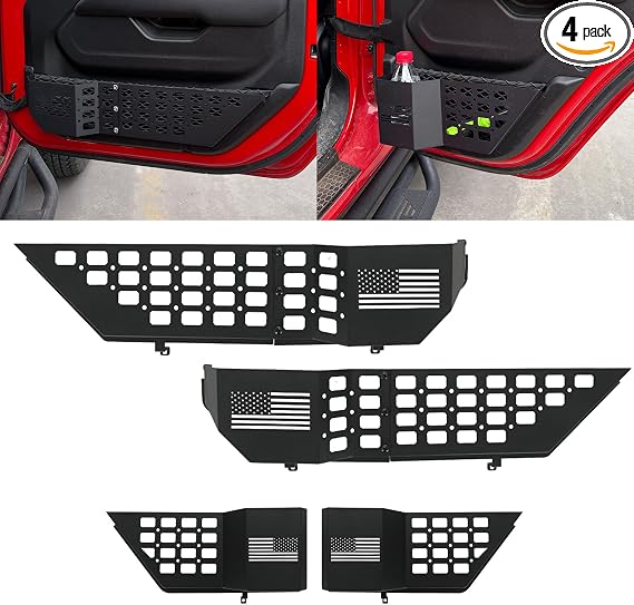 4PCS Metal Front & Rear Door Storage Pockets for Jeep Wrangler 4-Door