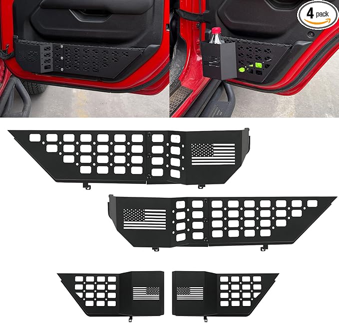 4PCS Metal Front & Rear Door Storage Pockets for Jeep Wrangler 4-Door