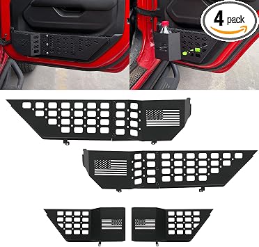 4PCS Metal Front & Rear Door Storage Pockets for Jeep Wrangler 4-Door