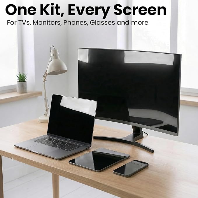 Screen Cleaner Spray - TV Screen Cleaner Spray and Microfiber Cloth kit, Computer Screen Cleaner & Car Screen Cleaner for TV, Monitor, Laptop, MacBook, iPad, iPhone and Electronic Devices - 2 Pack
