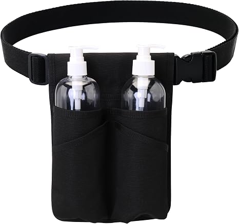 Professional Massage Therapist Holster with Adjustable Belt, Massage Bottle Bag, Massage Lotion Holster,Black(YR-XJ-2KD)