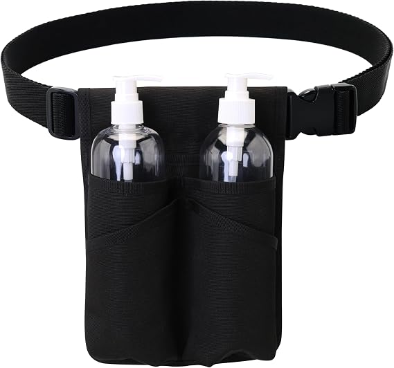 Professional Massage Therapist Holster with Adjustable Belt, Massage Bottle Bag, Massage Lotion Holster,Black(YR-XJ-2KD)