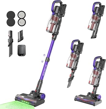 AlloyMove Cordless Vacuum Cleaner 45KPA, Up to 60mins Runtime Lightweight Powerful Suction Vacuum Cleaners for Home, 3 S