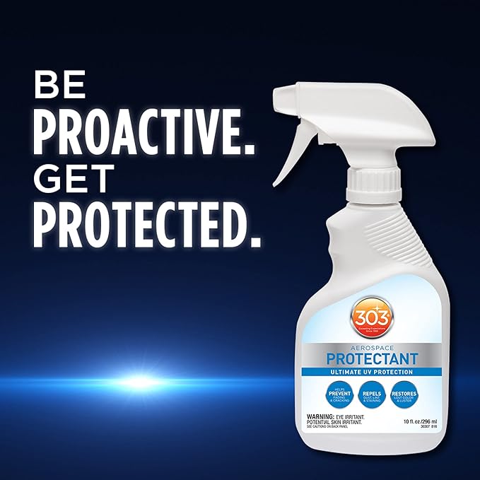 303 Products Aerospace Protectant Spray, UV Protection for Outdoor Surfaces – Protects Vinyl, Plastic & Rubber, Repels Dust & Dirt, Matte Finish, 10 oz