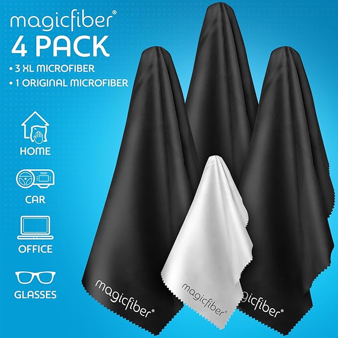 MagicFiber Extra Large Microfiber Cleaning Cloth - Premium Cloth for TV Screens, Windows, Mirrors, Glasses, Lenses, VR, Computers, Monitors, & More