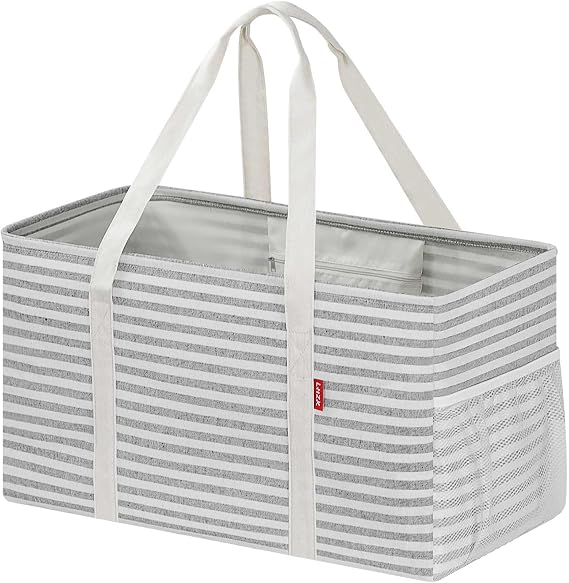 LHZK Standing Extra Large Utility Tote Bag with Metal Wire Frame and the Sides Rinforced, Extra Large Tote Bag with Hand
