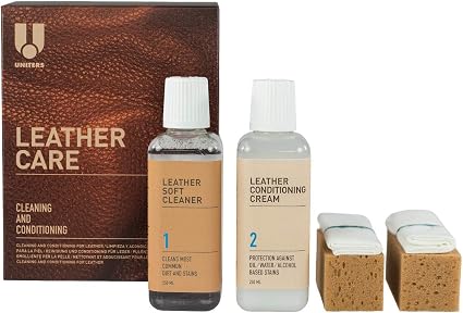 UNITERS Leather Care KIT Cleaning and Conditioning (250ml) - Leather Cleaning Kit with Leather Soft Cleaner and Leather 