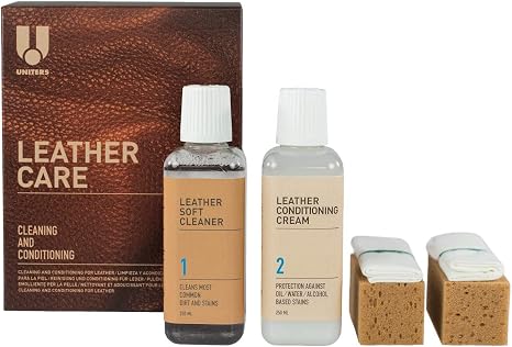 UNITERS Leather Care KIT Cleaning and Conditioning (250ml) - Leather Cleaning Kit with Leather Soft Cleaner and Leather 