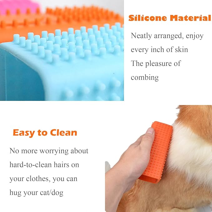 2 Pieces Pet Dog Cat Hair Remover, Block Roller Cleaner, Hollow Silicone Cleaner Brush for Sofa, Car Interiors, Furnishings, Carpets, Bedding or Any Fabric (Orange, Blue)
