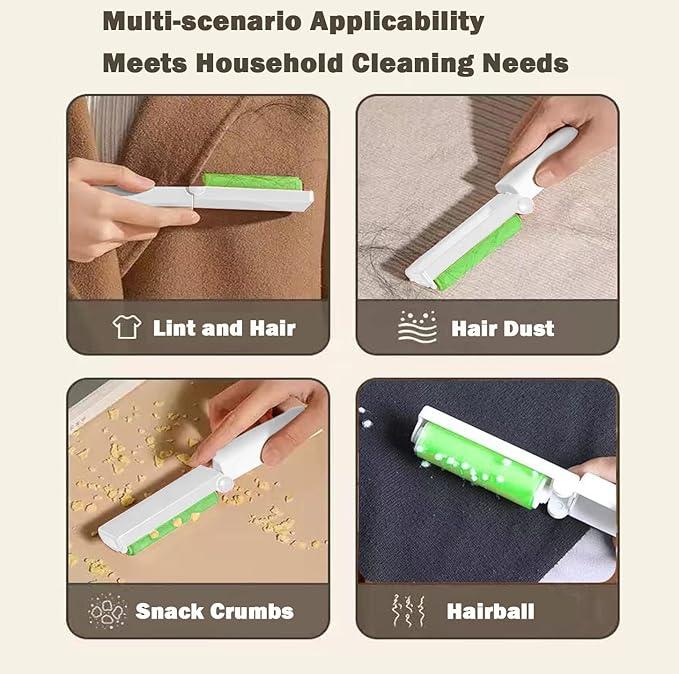 Mini Reusable Lint Roller 8 Pack, Washable Sticky Lint Roller Portable Travel Cat Dog Pet Hair Remover Cleaner with Cover for Clothes, Travel, Home