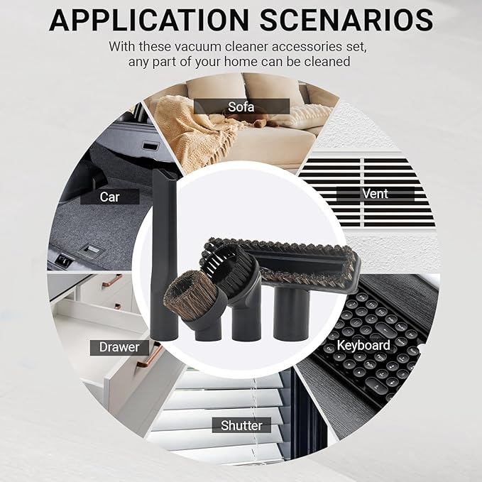 EZ SPARES Replacement for Mie C1 C2 C3, Vacuum Cleaner Brush, Horsehair Brush Kit,Crevice Tool Kits Accessories For Miele Parquett Twister SBB Attachment