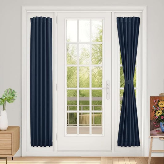 Vatge Door Curatins for Doorway - Sidelight Curtains for French Doors Glass Doors Curtains for Front Door, 1 Panel, W12 x L72, Navy