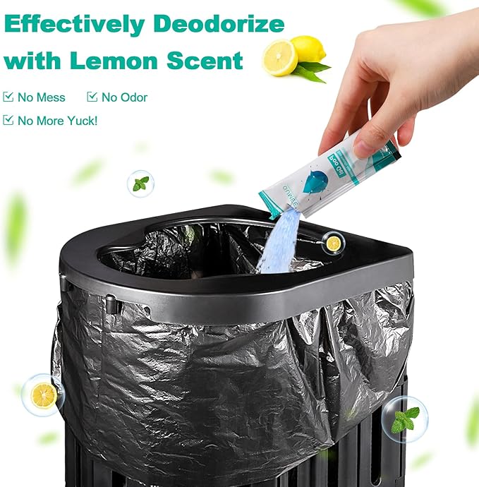 Lemon Portable Toilet Gel, Poo Gel for Potty, Camping Toilet Powder for Bucket, Eco Absorbent Gelling, Portable Urine Packets for Outdoor Recreation Supplies (Lemon-50 Packets, 10g of each)