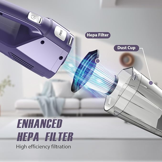 Bossdan Handheld Vacuum Cordless – Car Vac Portable with 8KPA & Multi Accessories & Low Noise, Lightweight Hand Held Vacuum Cordless Rechargeable for Car/Home/Dust/Pet Hair, Mine Portable Vacuum