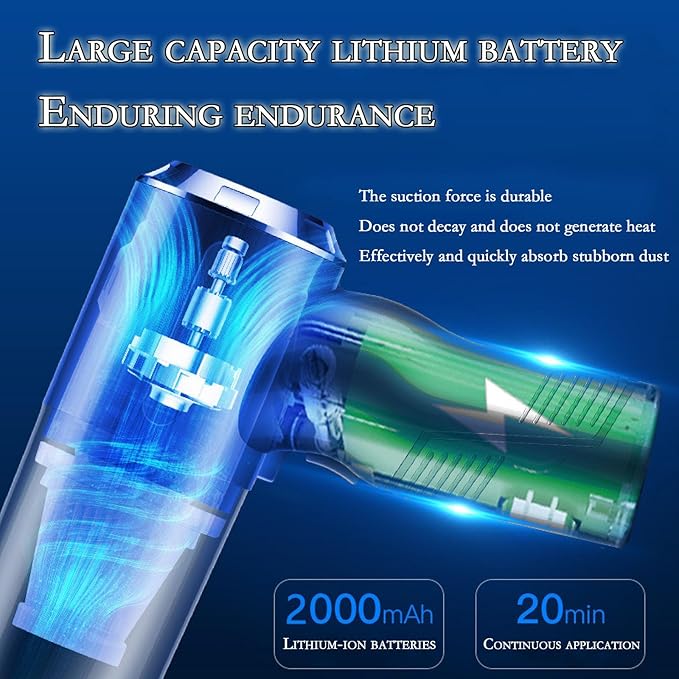 3-in-1 mini car Vacuum Cleaner has 10000PA Super Suction and 120W high Power. Portable Hand-held Vacuum Cleaner can be Used for Desk Cleaner and car Cleaner(Wired Cleaner)